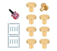 Osmond Gold Cabinet Knobs - 8Pcs Brushed Brass Round Pulls Handles for Kitchen, Dresser, Cupboard, Wardrobe, Furniture