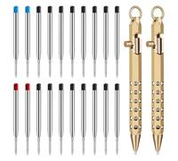 Osmond Hexagonal Solid Brass Pocket Bolt Action Pen Set 2-Pack with 20 Ballpoint Refills A
