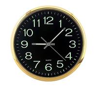 Osmond Large 12 Inch Round Luminous Wall Clock That Glows in Dark Interior Decor without Tic- - Gold