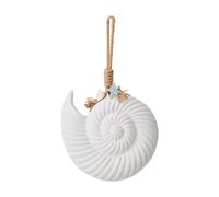 Osmond Mediterranean Wall Decoration, Wooden Pendant, Seashell, Navy, Wall Hanging Ornaments, Room, Beach, White