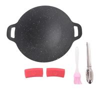 Osmond Outdoor Camping Grill Plate Non-Stick Korean Barbecue Plate Barbecue Meat Pot Flat Electric Barbecue Plate 28cm 1Set