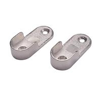 Osmond Oval Wardrobe Hanging Rail Rod End Bracket Support Silver Tone Pair