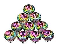 Osmond Set of 10 30 mm Coloured Crystal Knobs Cabinet Knobs Glass Drawer Handles for Home Wardrobe Drawer and Dresser