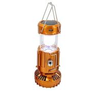 Osmond Solar Lantern Powered Light & Fan - Portable Foldable Rechargeable Camping Lamp with Fan, Charging Station 6 in 1 Gold
