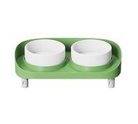 Osmond Tilted Elevated Bowl Tall Cat Dishes Ergonomic Stress-Free Pet Feeder Dish Raised Cat Bowls with Non Slip Stand Green