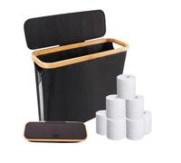 Osmond Toilet Paper Basket, Foldable Toilet Paper Storage Basket with Lid, Toilet Paper Storage Rack Black