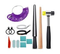 Osmond US UK Size 1-13 Ring Mandrels Set of 12 with Half Size Ring Size Gauge, Ring Mandrel, Hammer,