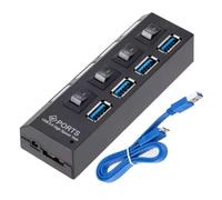 Osmond USB Splitter 4 Port USB HUB 3.0 Hub Multi-Usb Hub 3.0 Hub with Power Adapter Individual Switch for PC