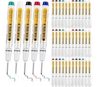 Osmond Waterproof Deep Hole Marker Pens(75Pcs), 20mm Long Head Drills& Deep Nibs for Woodworking Hardware Decoration