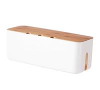 Osmond Wire Junction Board Wood Cover Cable Management Box Storage Box for Hide Wires Power Strips Desk Computer Organizers White