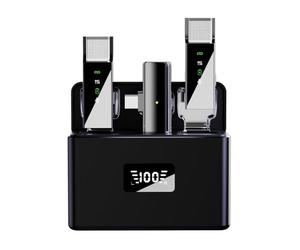 Osmond Wireless Lavalier Microphone with LCD Display Charging Box Portable Noise Reduction Mic for Live Streaming,C