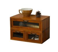 Osmond Wooden Drawer Storage Box for Office Desktop Organizer, Increased Shelf Cabinet for Computer Monitor& Dressing Table Double Drawer