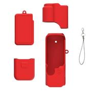 Osmos Pocket 4 Silicone Case, Full Protective Cover Set for DJI OSMO Pocket 4, Lens Cap, Body Sleeve, Screen Cover, Battery Case & Anti-Loss Strap, Soft Shockproof Travel Accessory (Red)