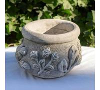 OSN Dahlia Design Stone Cast Garden Plant Pot