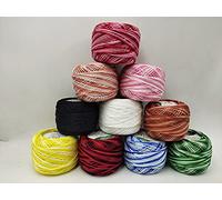 OSNICA 10 Pieces Crochet Cotton Pearl Threads - Assorted Colors for Projects, Blankets, Glove and Applique (10 Grams/85 Meters Each)