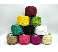 OSNICA 10 Pieces Crochet Cotton Pearl Threads - Assorted Colors for Projects, Blankets, Glove and Applique (10 Grams/85 Meters Each)