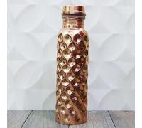 OSNICA 600 ML Copper Water Bottle Leak Proof Design Ayurvedic Copper Vessel Health Benefits Immediately 20 OZ for Sports Fitness Yoga Bottle Traveller's Joint Free (Diamond)