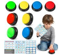 OSNIE Autism Life Routine Chart with Speech Buttons - 8Pcs Voice Recordable Speech Button in 4 Colors with Life Indicator Chart for Kids, Speaking Buzzer and Autism Learning Materials for Home School