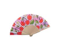 OSNIYAW 7Inch Lemon Cherries Pattern Wood Folding Hand Fan Portable for Dance Event and As Home Art Decoration Spanish Design Decorative Fan