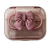 OSNIYAW Bowknot Design Lenses Case with Suction Cup Wearing Tool Tweezers and Solution Bottle for Travel Storage Contacts Lens Wearing Tool