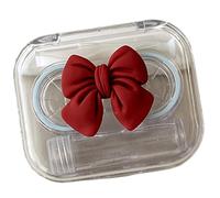 OSNIYAW Bowknot Design Lenses Case with Suction Cup Wearing Tool Tweezers and Solution Bottle for Travel Storage Contacts Lens Wearing Tool