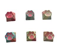 OSNIYAW Colourful Cat Paws PBTs Keycaps Set of 6 Dye Sublimation Keycaps for Mechanical Keyboards Keycaps for Mechanical Keyboards with Long Press