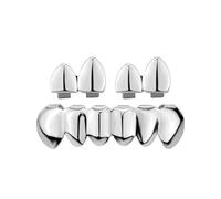 OSNIYAW Hip Hop Styles Teeth Grillzs Set Shiny HipHop Grillzs Set for Music Lovers Adjustable Teeth Caps Upper and Lower Stage Show, one size, As described, As described