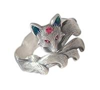 OSNIYAW Inspired Adjustable Foxes Rings with Peach Blossoms Design Allergy Resistant Gift Antique Styles Foxes Rings Antique Styles