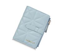 OSNIYAW Korean Inspired Quilted Pattern Card Holder Wallet Secure Coin Pocket with Zipper Practical PU Leather Card Holder PU Leather Wallet, blue