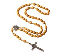 OSNIYAW Look Rosary Necklace with Wooden Beads 8mm and 10mm Includes 5.2cm Pendant for Prayer and Fashion Accessory Vintage Style, Einheitsgröße, As described, As described