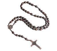 OSNIYAW Look Rosary Necklace with Wooden Beads 8mm and 10mm Includes 5.2cm Pendant for Prayer and Fashion Accessory Vintage Style, Einheitsgröße, As described, As described
