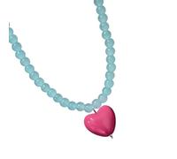 OSNIYAW Lovely Multicolor Heart Beaded Collarbone Chain Necklace with Adjustable Length for Casual Outfits and Gifts Colorful Beaded Heart Necklace