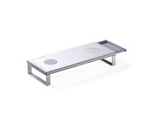 OSNIYAW Premium Aluminium Computer Stand with 100 W Quick Charge and 15 W Magnet Powerstrip Double Monitor Stand with Hub