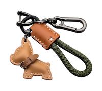 OSNIYAW PU Keychain with Reinforced Metal Clip, Lightweight Key Management Solution for House and Vehicle Keys, PU Leather Chain, French Dog, Non-Slip Design