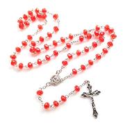 OSNIYAW Rosary Beads Necklaces with Crucifix Catholic Prayer Gift Rose Flower Beaded Necklaces Religious Women Rosary for Women