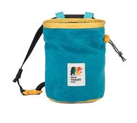 Oso Supply Co - Cascadia Waxed Canvas Chalk Bag - Zipper Pocket & Mesh Pouch for Bouldering, Rock Climbing, Gym, Weightlifting - Water-Resistant, Adjustable Belt, Wide Opening (Blue/Gold)