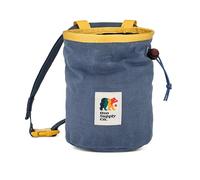 Oso Supply Co - Cascadia Waxed Canvas Chalk Bag - Zipper Pocket & Mesh Pouch for Bouldering, Rock Climbing, Gym, Weightlifting - Water-Resistant, Adjustable Belt, Wide Opening (Blue/Red/Yellow)