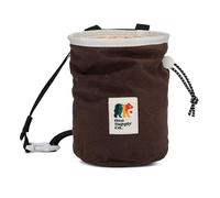 Oso Supply Co - Cascadia Waxed Canvas Chalk Bag - Zipper Pocket & Mesh Pouch for Bouldering, Rock Climbing, Gym, Weightlifting - Water-Resistant, Adjustable Belt, Wide Opening (Espresso/Tan)