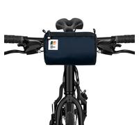 Oso Supply Co Handlebar Bike Bag - Water-Resistant Hard Shell with Quick-Access Zipper, Side Mesh Pockets, and Spacious Storage - Ideal for Cycling, Commuting, and Adventure Rides (Navy Blue)