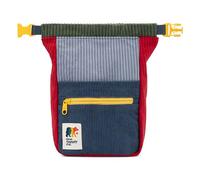 Oso Supply Co - Retro Corduroy Bouldering Bucket, Large Size Freestanding Chalk Bag for Rock Climbing, Magnetic Roll Down Closure, Dual Brush Loops, Zippered Pockets and Pouch (Navy and Crimson Red)