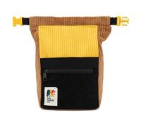 Oso Supply Co - Retro Corduroy Bouldering Bucket, Large Size Freestanding Chalk Bag for Rock Climbing, Magnetic Roll Down Closure, Dual Brush Loops, Zippered Pockets and Pouch (Golden Brown)