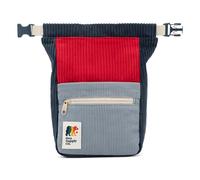 Oso Supply Co - Retro Corduroy Bouldering Bucket, Large Size Freestanding Chalk Bag for Rock Climbing, Magnetic Roll Down Closure, Dual Brush Loops, Zippered Pockets and Pouch (Steel Blue and Red)