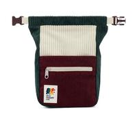 Oso Supply Co - Retro Corduroy Bouldering Bucket, Large Size Freestanding Chalk Bag for Rock Climbing, Magnetic Roll Down Closure, Dual Brush Loops, Zippered Pockets and Pouch (Maroon and Pine Green)