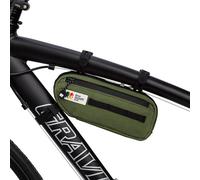 Oso Supply Co Waxed Canvas Frame Bag - Waterproof Zippers, Dual Storage Compartments, Adjustable Straps - Fits All Frame Sizes, Perfect for Cycling, Commuting, and Adventure Rides (Olive Green)
