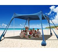 Osoeri Beach Tent Sun Shelter, 10 x 10ft Camping Sun Shelter with Sand Shovels, Ground Pegs & Stability Poles, Outdoor Shade for Camping Trips, Fishing, Backyard Fun or Picnics