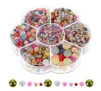 OSOLADY 1 Box Flat Pearls DIY Art Flatback Beads Abs Half Pearls for Crafts Flat-Backed Not Easy to Break Stay for A Lasting Time Chic Stylish Shiny Decorate Cards Home DIY Use Hair