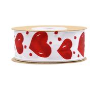 OSOLADY 1 Roll Red Heart Pattern Ribbon Polyester Decorative Ribbon for Valentine Packing and Bridal Bouquet, Easy to Create a Bow and Suitable for Bottle Decorations