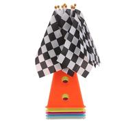 OSOLADY 1 Set Race Cones with Checkered Flags - Multi-Color Plastic Mini Cones with Holes On Top for Basketball Practice Equipment Driving Sports Training
