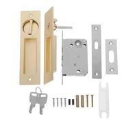 OSOLADY 1 Set Zinc Alloy Sliding Door Hook Lock with Keys, Brushed Gold Recessed Pull, Double-Sided Keyed Mortise for Aluminum Patio & Window Doors Hardware