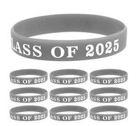 OSOLADY 10 Pcs Graduation Party Wristbands Silicone Graduation Bracelets Class of 2025 Silver Silicone Elastic Wear-resistant Keepsake for High School and College Students Party Favors